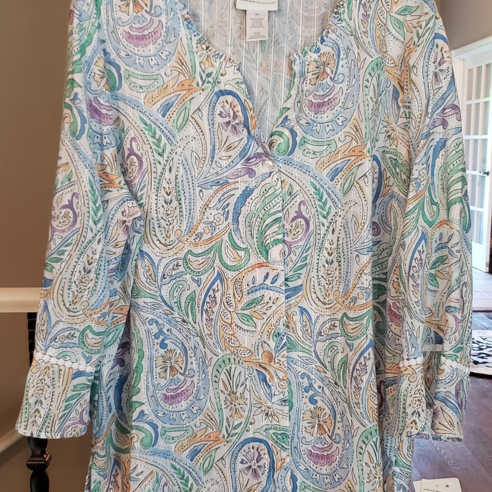 Alfred Dunner Multicolor Paisley Top